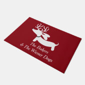Dachshund-kerstrenrendiertje Wiener Dog Doormat Deurmat (Schuin)