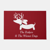 Dachshund-kerstrenrendiertje Wiener Dog Doormat Deurmat (Voorkant)