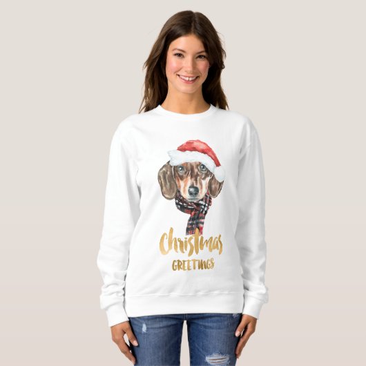 Dachshund-kerstshirt Trui (Voorkant volledig)