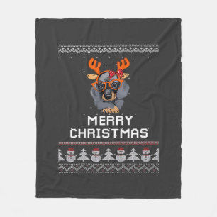 Dachshund Kersttrui Oversized T-shirt Fleece Deken