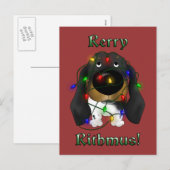 Dachshund-kerstverlichting Feestdagenkaart (Voorkant / Achterkant)