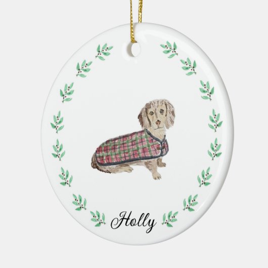 Dachshund-kerstversiering Keramisch Ornament (Links)