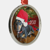 Dachshund-kerstversiering Metalen Ornament (Rechts)