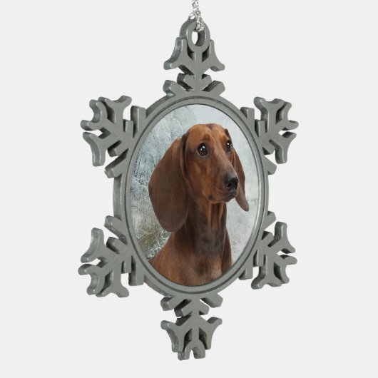 Dachshund-kerstversiering Tin Sneeuwvlok Ornament (Links)