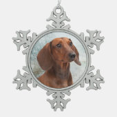 Dachshund-kerstversiering Tin Sneeuwvlok Ornament (Voorkant)