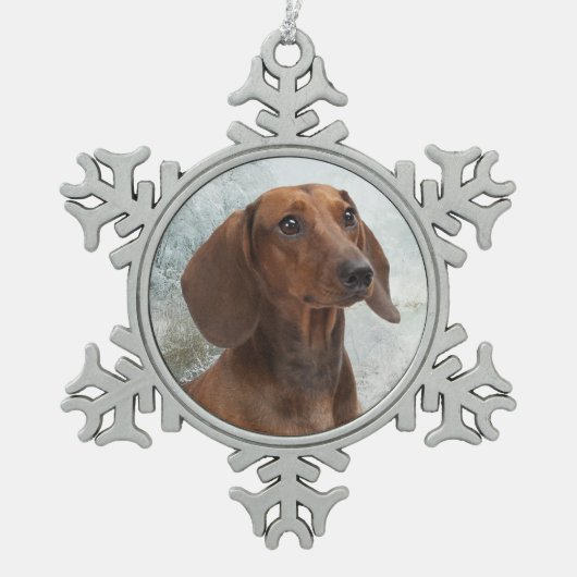 Dachshund-kerstversiering Tin Sneeuwvlok Ornament (Voorkant)