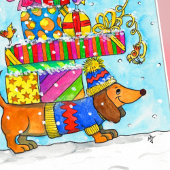 Dachshund-kerstwenskaart van Nicole Janes Kaart