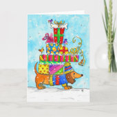 Dachshund-kerstwenskaart van Nicole Janes Kaart (Voorkant)