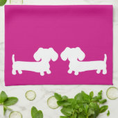 Dachshund Keuken Schotel Handdoek Hot Pink Host Gi (Gevouwen)
