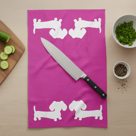 Dachshund Keuken Schotel Handdoek Hot Pink Host Gi