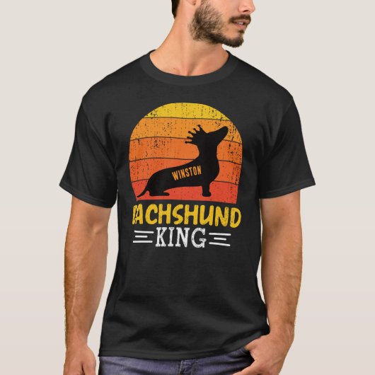 Dachshund King - zonsondergang gekroonde Doxie T-shirt (Voorkant)