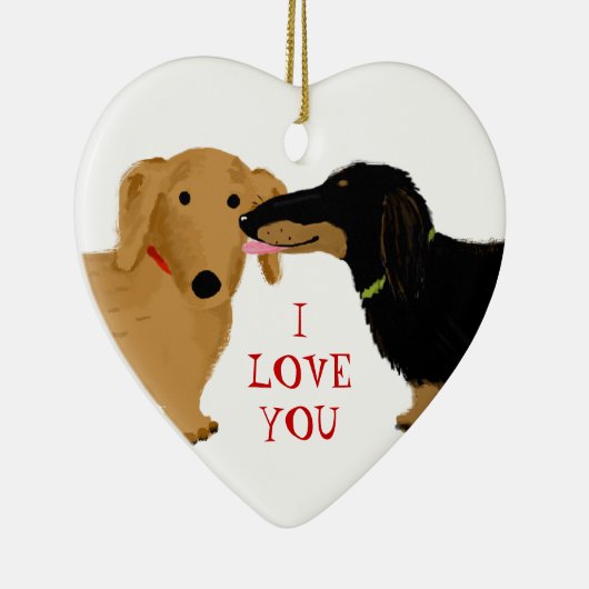 Dachshund Kiss Cute Wiener Dogs Love | Aangepast Keramisch Ornament (Rechts)