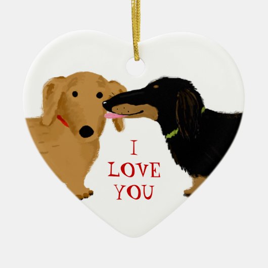 Dachshund Kiss Cute Wiener Dogs Love | Aangepast Keramisch Ornament (Voorkant)
