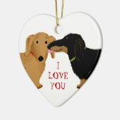 Dachshund Kiss Cute Wiener Dogs Love | Aangepast Keramisch Ornament (Links)