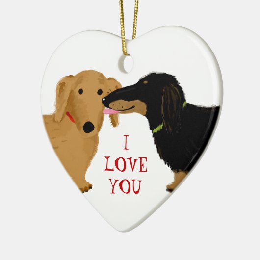 Dachshund Kiss Cute Wiener Dogs Love | Aangepast Keramisch Ornament (Links)