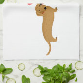 Dachshund Kiss met hart Theedoek (Gevouwen)