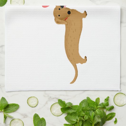 Dachshund Kiss met hart Theedoek (Gevouwen)