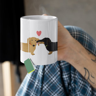 Dachshund Kiss met Heart Cute Wiener Dogs Love Grote Koffiekop