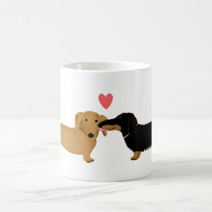 Dachshund Kiss met Heart Wiener Dogs in Love Koffiemok