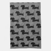 Dachshund Kitchen Dish Kitchen Towel Black & Grey Theedoek (Verticaal)