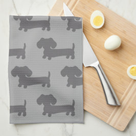 Dachshund Kitchen Dish Kitchen Towel Doxie Gray Theedoek