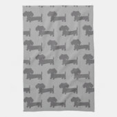 Dachshund Kitchen Dish Kitchen Towel Doxie Gray Theedoek (Verticaal)