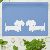 Dachshund Kitchen Dish Towel Cornflower Blue Theedoek (Gevouwen)