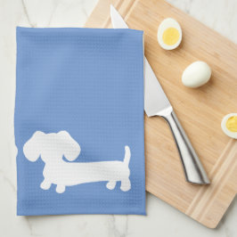 Dachshund Kitchen Dish Towel Cornflower Blue Theedoek