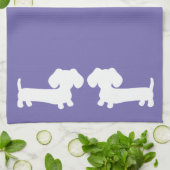 Dachshund Kitchen Dish Towel Periwinkle Paars Theedoek (Gevouwen)