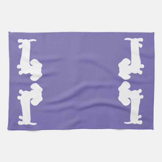 Dachshund Kitchen Dish Towel Periwinkle Paars Theedoek (Horizontaal)