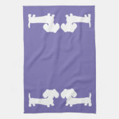 Dachshund Kitchen Dish Towel Periwinkle Paars Theedoek (Verticaal)