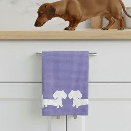 Dachshund Kitchen Dish Towel Periwinkle Paars Theedoek