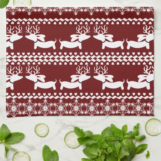 Dachshund Kitchen kerstcadeau of decor  Theedoek (Gevouwen)