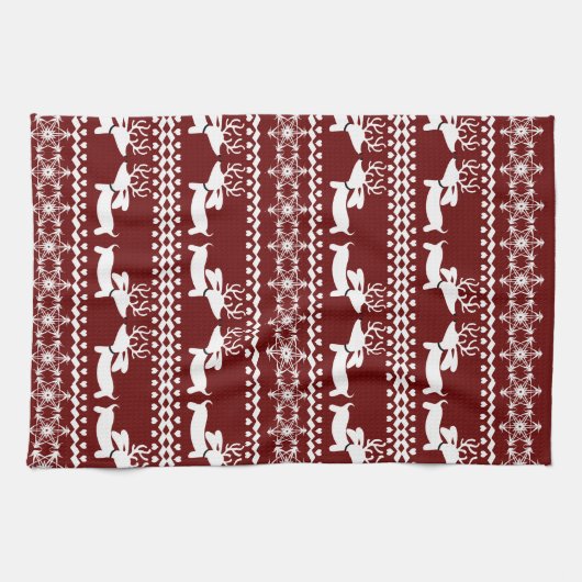 Dachshund Kitchen kerstcadeau of decor  Theedoek (Horizontaal)