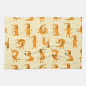 Dachshund Kitchen Towel Whimsical Doxie Print Theedoek (Horizontaal)