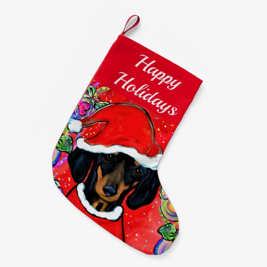 DACHSHUND KLEINE KERSTSOK (Voorkant (Hangend))