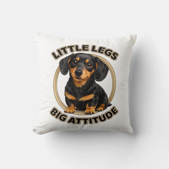 Dachshund kleine poten grote attitude kussen (Voorkant)