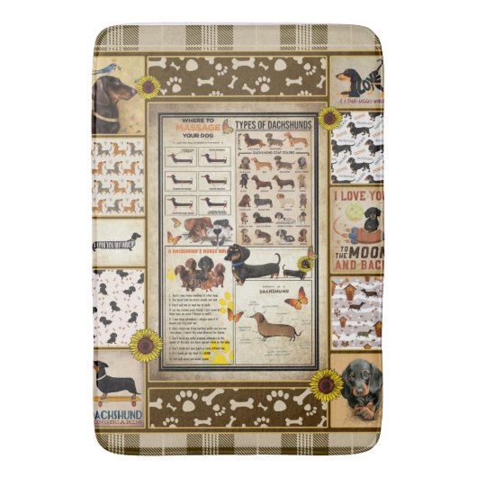 Dachshund Knowledge Blanket Gift Badmat (Voorkant Verticaal)