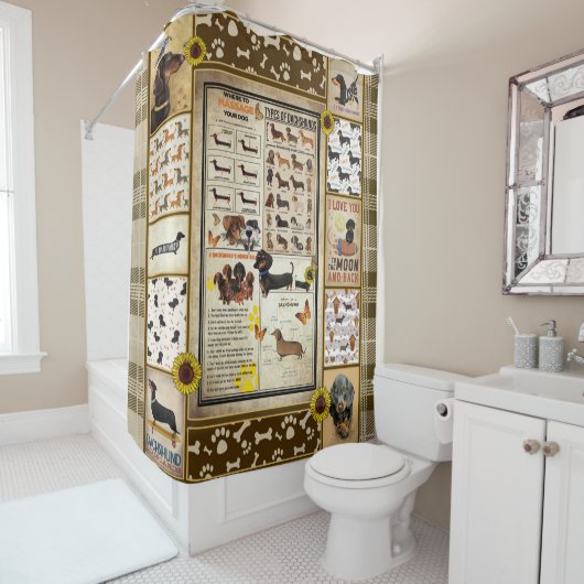 Dachshund Knowledge Blanket Gift Douchegordijn (In situ)