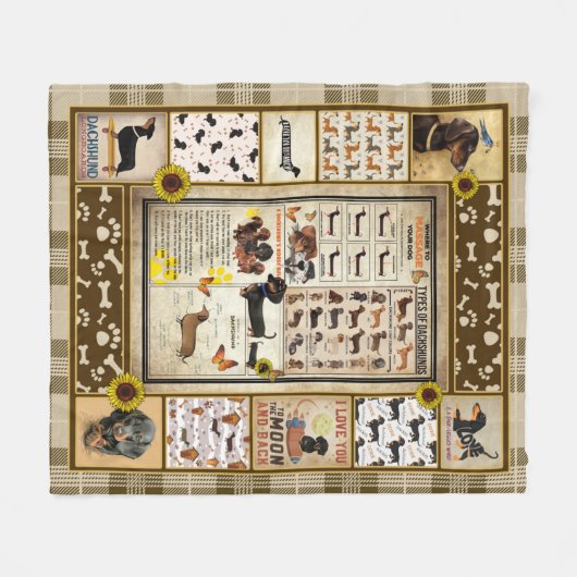 Dachshund Knowledge Blanket Gift Fleece Deken (Voorkant (Horizontaal))
