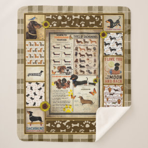 Dachshund Knowledge Blanket Gift Sherpa Deken
