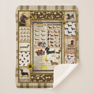 Dachshund Knowledge Blanket Gift Sherpa Deken