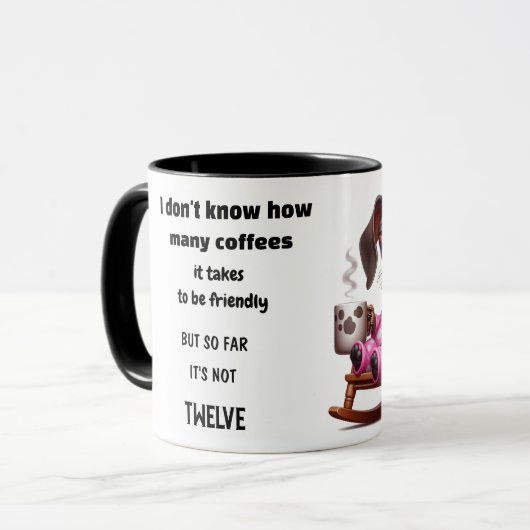 Dachshund Koffie Humor Mok (Voorkant links)
