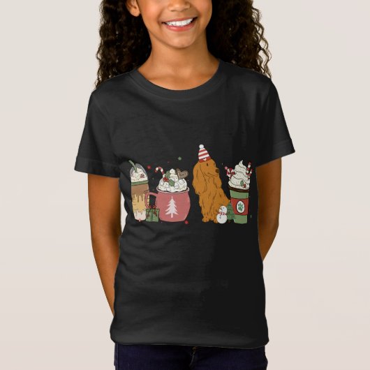 Dachshund Koffie Latte Winter Kerstmis Hond Mam Ho T-shirt (Voorkant)