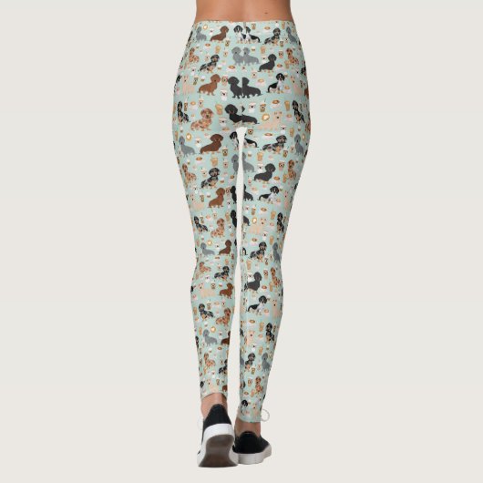 Dachshund koffieontwerp leggings (Achterkant)