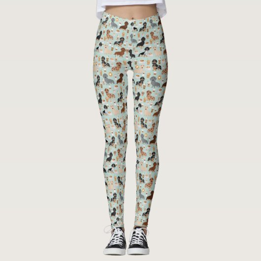 Dachshund koffieontwerp leggings (Voorkant)