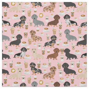Dachshund-koffiezetroze Stof