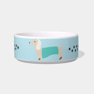 Dachshund Kom Blue Stippen Wiener Dog Schotel