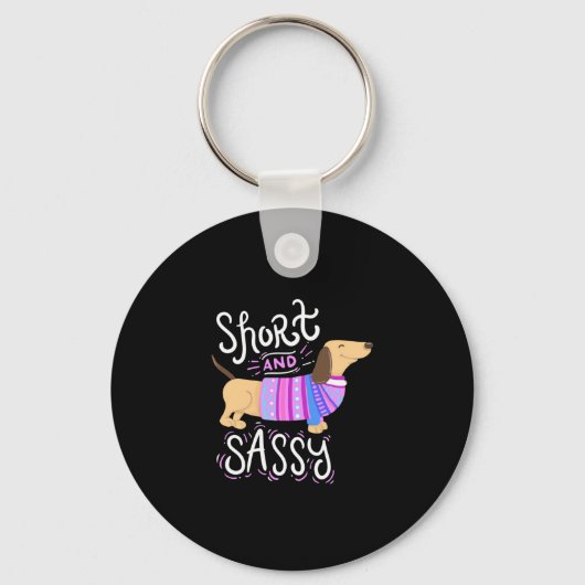 Dachshund Kort En Sassy Sleutelhanger (Voorkant)