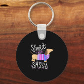 Dachshund Kort En Sassy Sleutelhanger (Voorkant)